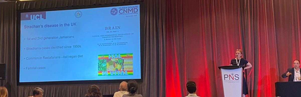 C_MDoherty's tweet photo. Dr Caroline Kramarz presents her work on nutritional neuropathy 👏 @PNSociety1 #pns2022 @MaryRei82020237 @AlexRossor @UCLIoN @ICGNMD https://t.co/lvQd2lQVbg
