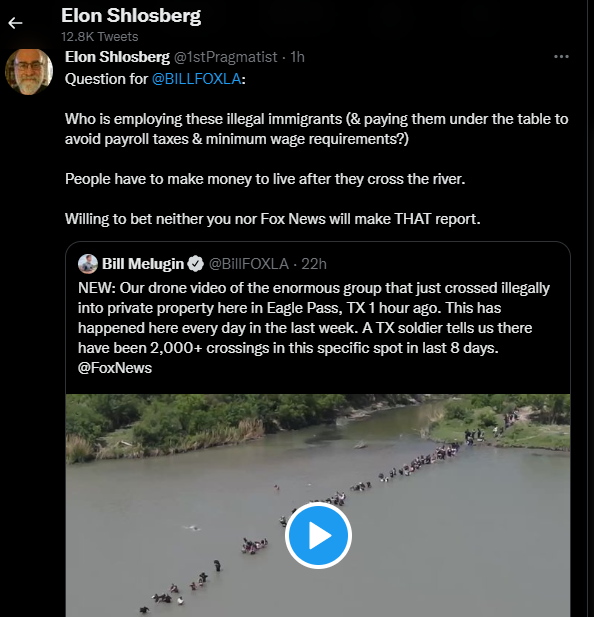 I understand people complaining about illegal immigration.

I don't respect that they only address the problems at the border.

Someone is employing these folks.  Otherwise they wouldn't have money to live on.

I am betting the employers belong to the GOP.

#DemVoice1 
#ONEV1