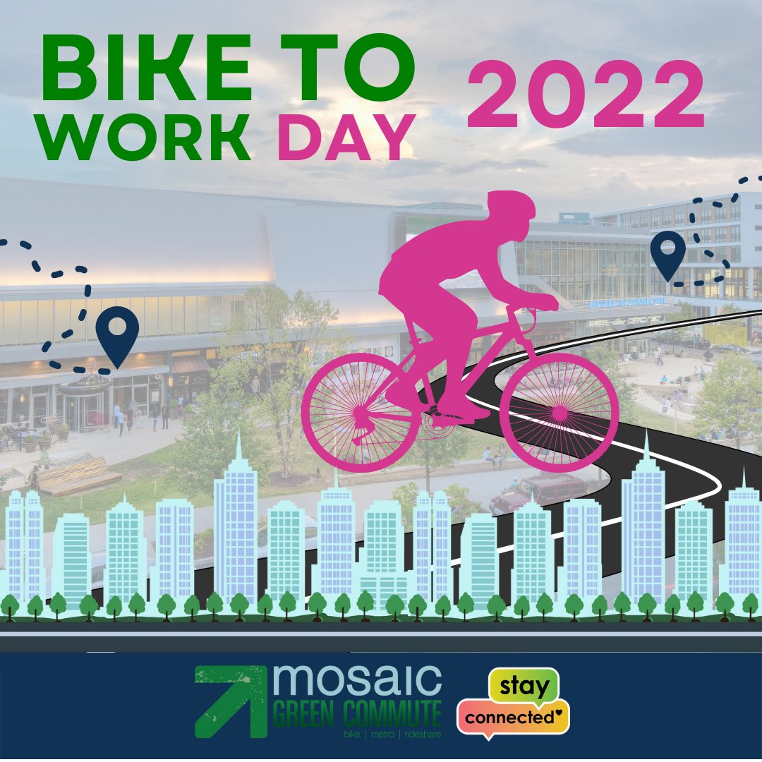 MosaicCommutes's tweet photo. Are you ready to dance to the beat?! Join us Friday for Bike to Work Day by Strawberry Park in Mosaic! Listen to DJ Lady B mix tunes! 

The pit stop event will go from 4 - 6:30 P.M.! Even if you are not riding your bike, you can always stop by and enjoy the celebration with us! https://t.co/DguDQjth27