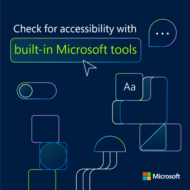 MicrosoftEDU's tweet photo. “Checking for Accessibility” is the second in our series of five Accelerate Learning Kits. 🔎

Read the blog to see how Microsoft tools can help you create accessible content in all your favorite programs. https://t.co/c8zbelDmyh

#MicrosoftEDU #Accessibility