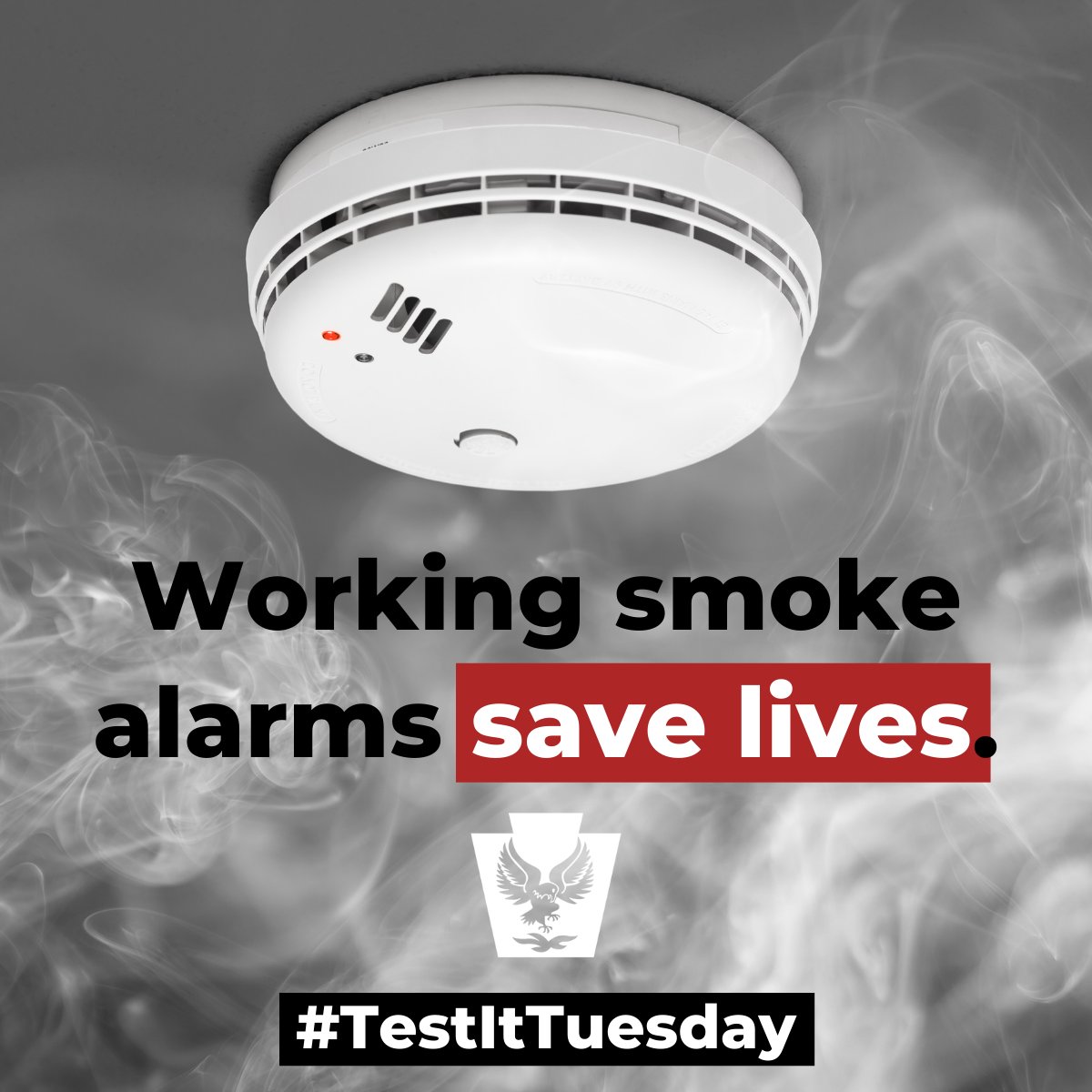 PEMAHQ's tweet photo. It's #TestItTuesday, so PUSH THE BUTTON! 👆🔴 Working smoke alarms save lives. Test yours today.

Learn more: https://t.co/qBbodBQoPF

#BeFireSafePA https://t.co/FWYpD5zO1H