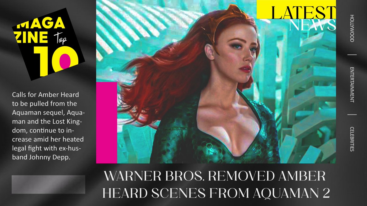 TopTen_Magazine's tweet photo. Amber Heard says her role in "Aquaman 2" was cut due to abuse allegations in her marriage to Johnny Depp.

Keep up with us for more entertainment news and updates!

#Entertainment #Hollywood #Celebrities #Movies #AmberHeard #Removed #Aquaman #JohnnyDeppVsAmberHeardTrial https://t.co/uXlU7wkz5d