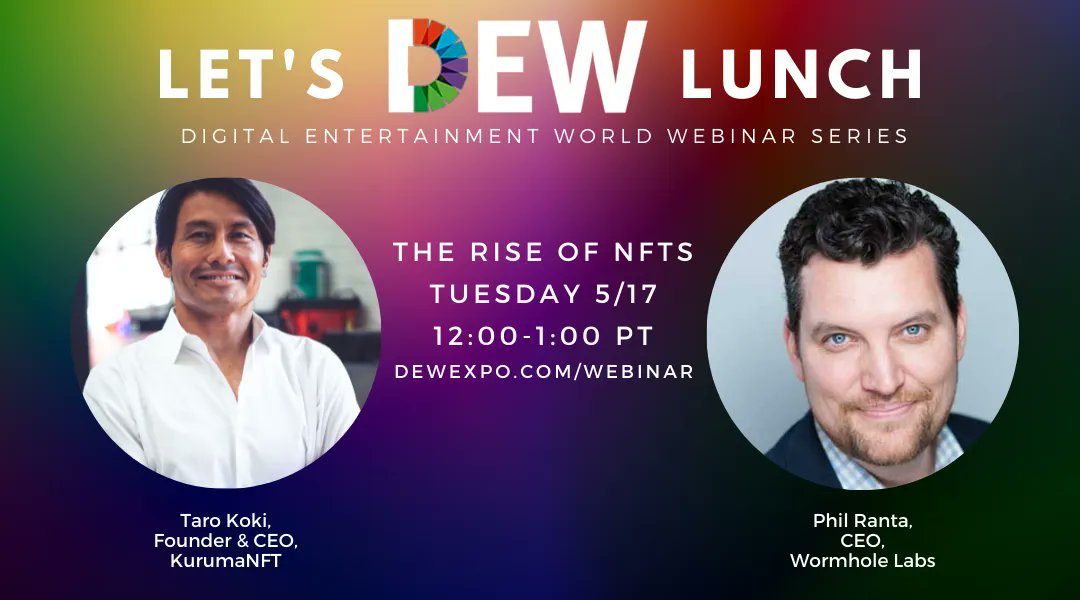 Rise of NFTs is on TODAY at 12pm PT! Join the discussion here: buff.ly/3wpMmvi #LetsDEWLunch #nfts