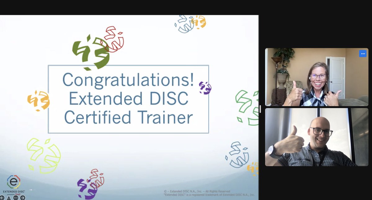ExtendedDISC's tweet photo. Congratulations on your VIrtual DISC Trainer Certification success! Contact us at info@ExtendedDISC.org to learn how to get your Extended DISC® Trainer certification!
#DISCTraining #ExtendedDISC #DISC #Certifiedtrainer https://t.co/mTJVt0f4zl