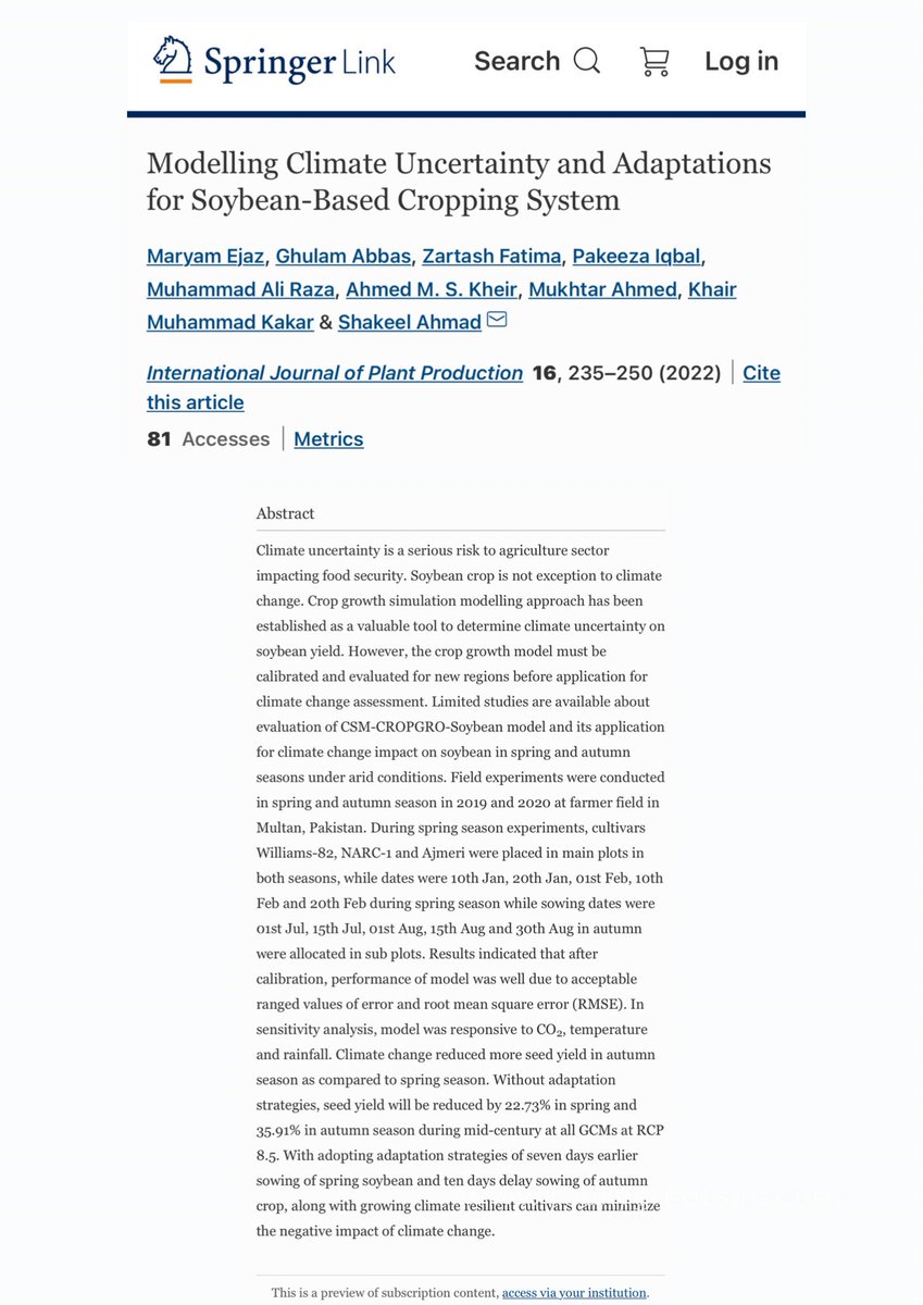 ICBAAgriculture's tweet photo. 🆕 Study
Modelling Climate Uncertainty and Adaptations for Soybean-Based Cropping System
➡️ https://t.co/qtabd6KZwN
- - -
#ICBAAgriculture #إكبا
#ICBAStudy #newstudy https://t.co/IsR5ZXdm1N