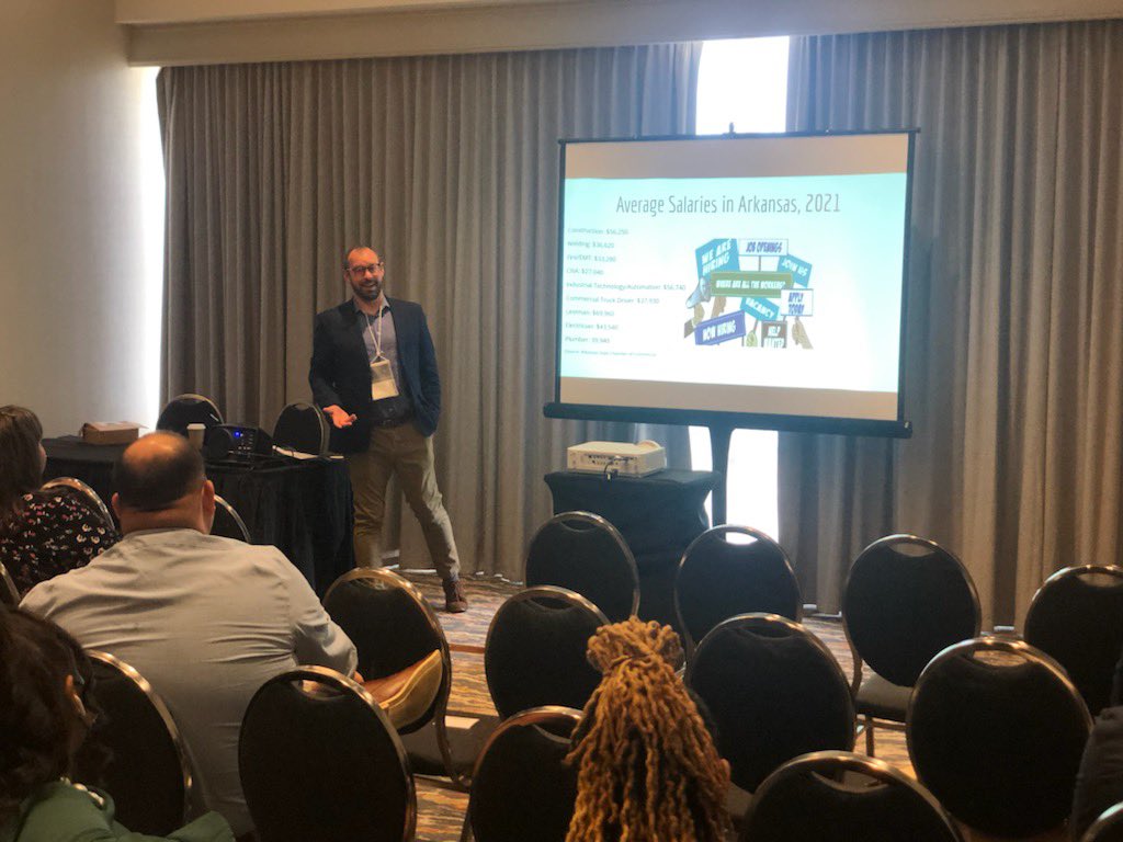 DuvallPrincipal's tweet photo. So wonderful to present at the 2022 Arkansas Charter School Conference about making your curriculum relevant through CTE programs! #ACSC22 https://t.co/VPr6PIYWmo