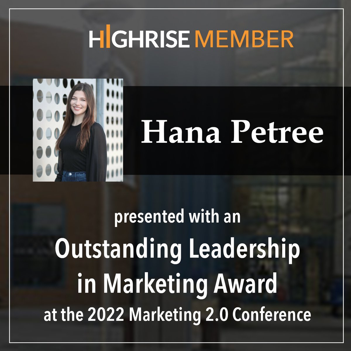 HighriseNet's tweet image. We would like to congratulate #Highrise member, @HanaPetree on being presented with an Outstanding Leadership in Marketing award at the Marketing 2.0 Conference earlier this month. Congratulations!

#marketing #networking #mastermindgroups