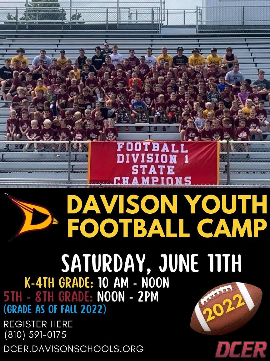 Davison Schools on Twitter "The Davison Youth Football Camp is back