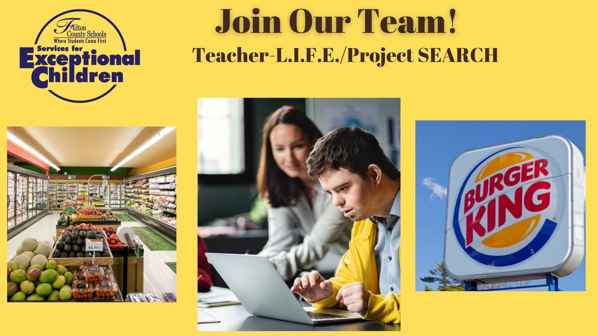 Are you interested serving as a liaison for integrated education and training services for students with disabilities? Come join our team as a Teacher-L.I.F.E./Project SEARCH! @BlakeMcGahaFCS <a href="/SherryCP3/">Sherry Peterson</a> <a href="/JenniferDeber11/">Jennifer Deberry</a> 

Click link to apply:
jobs.fultonschools.org/job/Atlanta-Tr…