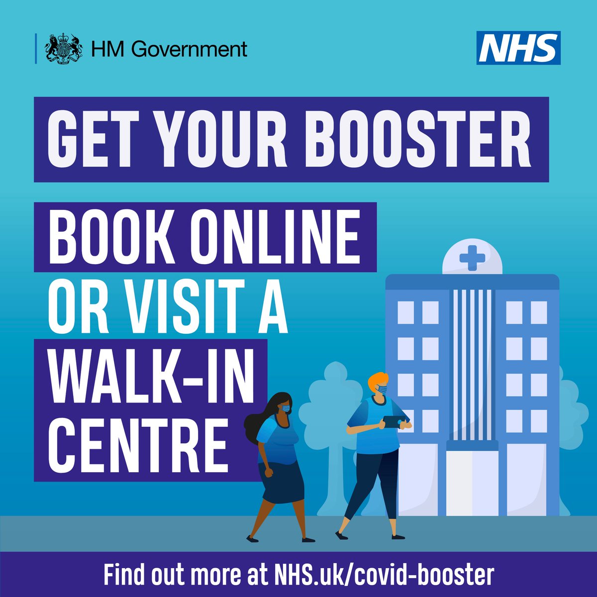 Everyone aged 16 and over is eligible for the #COVID19 booster from three months after their second dose. 

Book an appointment online or find a walk-in site: nhs.uk/conditions/cor…