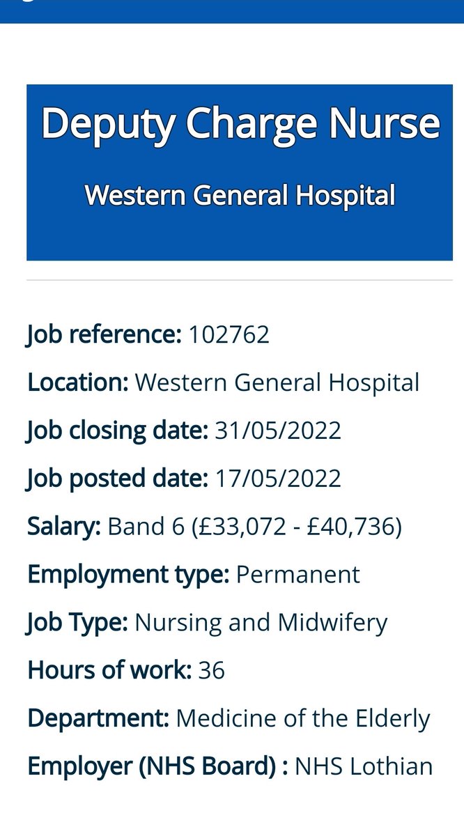 Exciting opppprtunity for Band 6 Deputy Charge Nurse post within our expanding Medicine of the Elderly and Stroke service.....Come and join our team! <a href="/Ward50WGH/">@wgh50</a> <a href="/GeraldineMars11/">Geraldine Marsh</a> @gillian_mcauley