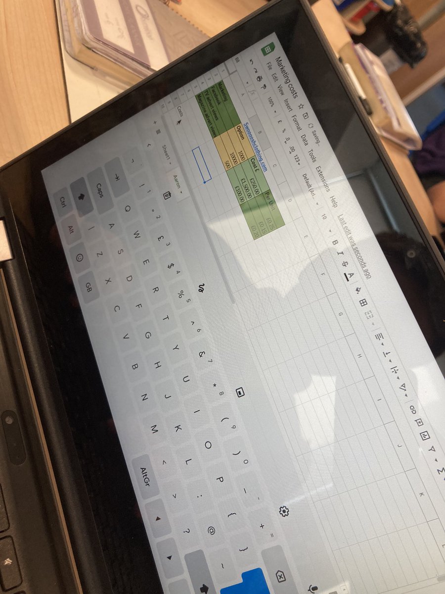 OJAB_Computing's tweet photo. Some fantastic cross curricular computing in year 6 today! They have been using formulas in Google Sheets to calculate marketing costs for their new businesses. #ComputingAtOJAB #PrimaryComputing @OJAB_6MS https://t.co/Xs0VrDK8th