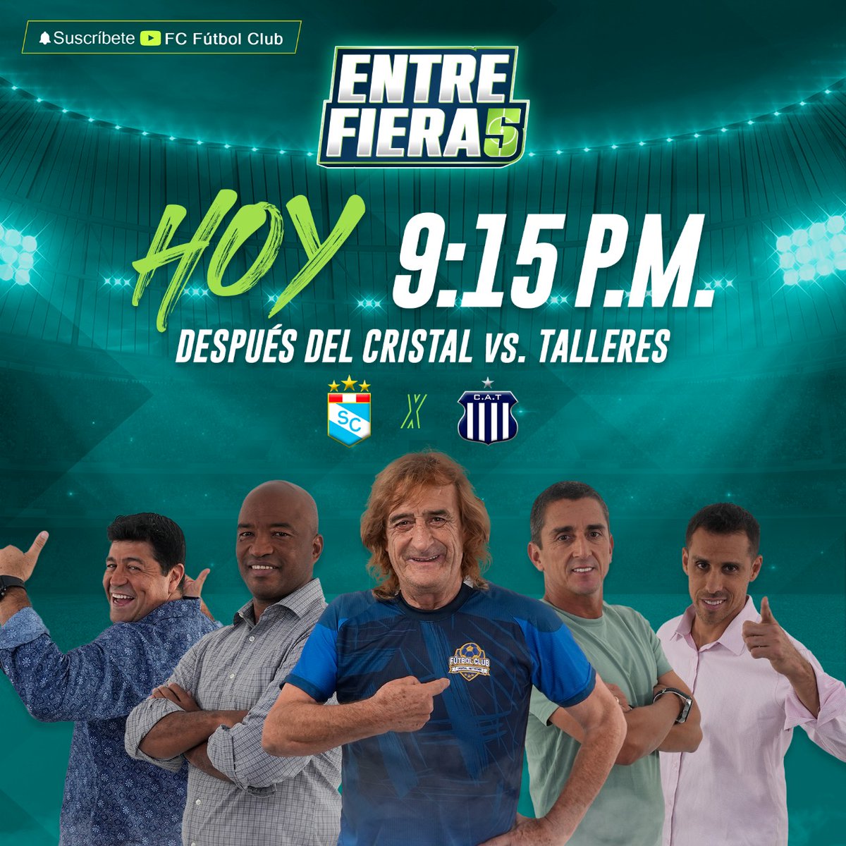 FCFutbol_Club's tweet photo. 🦁 ¡H0Y A LAS 9:15 PM, LAS FIERAS EN HORARIO ESPECIAL! ⚽️🦁
Los 5 cracks saldrán después del partidazo #SportingCristal vs #Talleres de Córdoba para brindarte el mejor análisis de este encuentro. Conéctate al canal de #FCFútbolClub.🏆

#Fútbol #Perú #Libertadores #Sudamericana https://t.co/hXEg9Cd4Ko