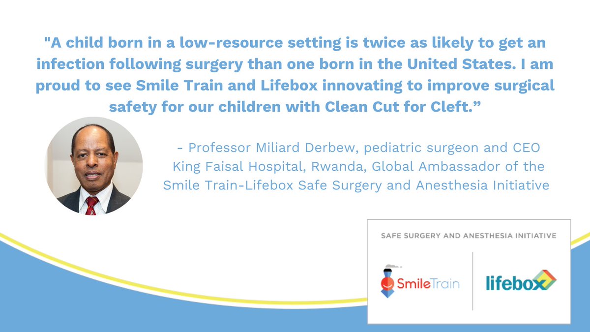 Smiletrain's tweet photo. “I am proud to see Smile Train and Lifebox innovating to improve surgical safety for our children with #CleanCutforCleft.”
-Prof. @MiliardD @kfaisalhospital, Global Ambassador, Smile Train-Lifebox @SaferSurgery and Anesthesia Initiative. Together we can make #EverySurgerySafer. https://t.co/dUP2SzPzzS