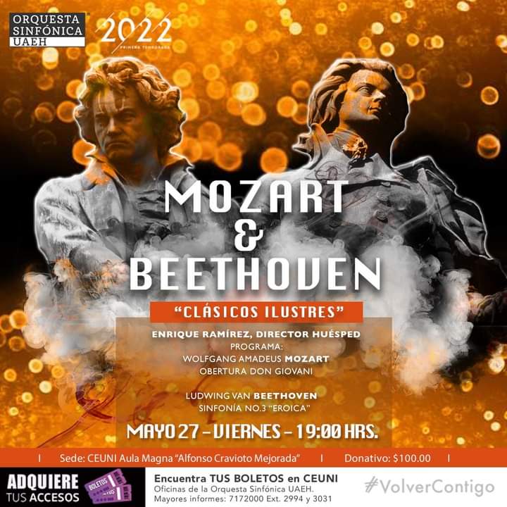 OSUAEH's tweet photo. 🟠Disfruta la música de dos de los más grandes compositores.🎶
Mozart y Beethoven. "Clásicos ilustres".🎺🎻
👉 Enrique Ramírez - Director huésped.
📆 Viernes 27 de mayo - 19:00 hrs.
📌 Aula Magna Alfonso Cravioto - CEUNI
#OSUAEH #VolverContigo
#MozartyBeethoven #EnriqueRamírez https://t.co/XCmZAPWauY