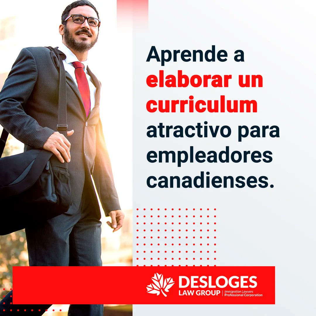 Tu carta de presentación al solicitar un trabajo en Canadá es tu curriculum. Así que Desloges Law Group de la mano con Staff Shop, te asesoramos para que tu CV sea el mejor. 📝
¡Regístrate en Staff Shop y DLG para recibir toda la información!📲
