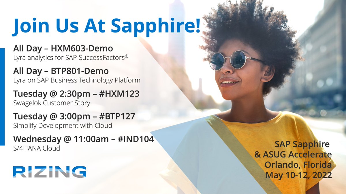 Find us at #SAPSapphire We're excited to meet with colleagues, make new friends, and share 💛 our #Lyra integrated with #SuccessFactors+  #SAP #BusinessTechnologyPlatform #Qualtrics #S4HANA #Cloud + more <a href="/MaioloMike/">Mike Maiolo CEO Rizing, LLC</a> <a href="/RizingLen/">Len Harms</a>  @RizingMStenzig @BilSarubbi <a href="/KT_obi/">Katie Obi</a> <a href="/BrianCederborg/">Brian Cederborg</a>
