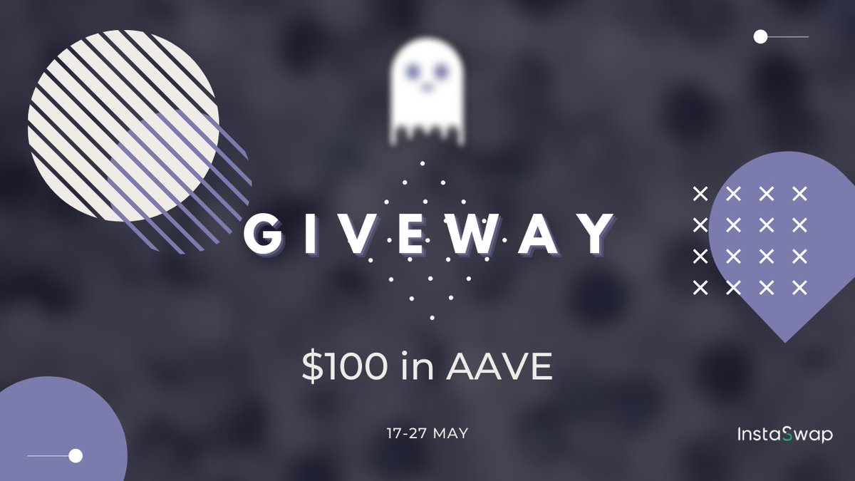 InstaSwap_io's tweet photo. Get $100 in #AAVE 👻 :
How? ... By participating in our #Giveaway for this month😜!

👉Rules :
1⃣Like.
2⃣Follow 
@InstaSwap_io

3⃣RT &amp; tag 2 accounts* for increasing your chances.

* The mentioned accounts should also follow 
@InstaSwap_io to consider the participation. https://t.co/BdA2P0DF8G