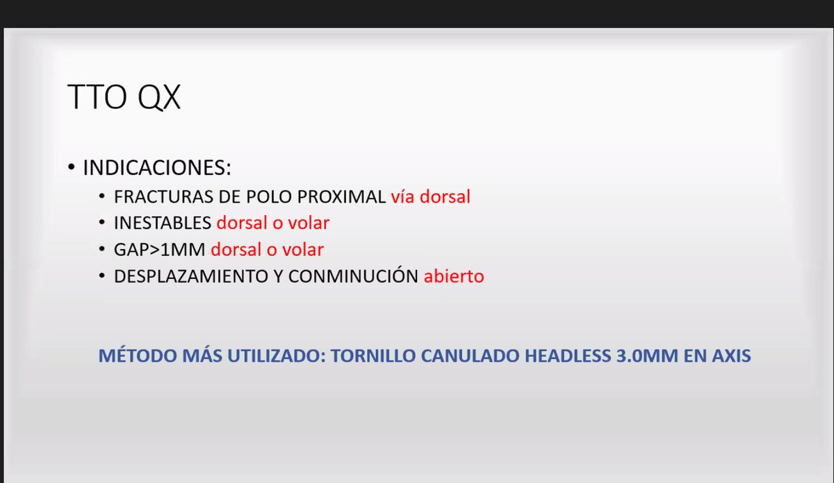 Siguiendo con las lesiones del #carpo el Dr. Marcos Cruz desde el <a href="/HOSPITALDOSMAYO/">HOSPITAL DOS DE MAYO</a> aborda las “#Fracturas de #escafoides” <a href="/SecmaSociedad/">SECMA</a> #quirurgico #conservador  #TC #RM #pseudoartrosis