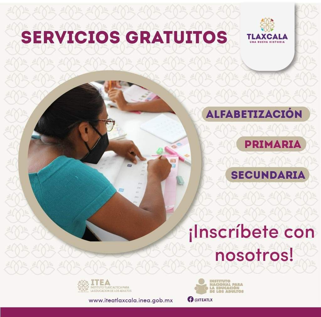 itea2's tweet photo. Si conoces a alguien que no sabe leer y escribir, o que  no ha terminado su primaria o secundaria, en el #ITEA  contamos con el servicio de alfabetización y educación básica.
Visita https://t.co/kPZ6NucIom
o llámanos al  📞246 462 9704
#Tlaxcala
#UnaNuevaHistoria https://t.co/KBIvMC0co1