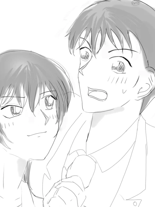 古の頃に中途半端に描いてた高佐少しペン入れしてみたけど永遠に完成見えないのでラフ画で供養…_:('ཀ`」 ∠): 