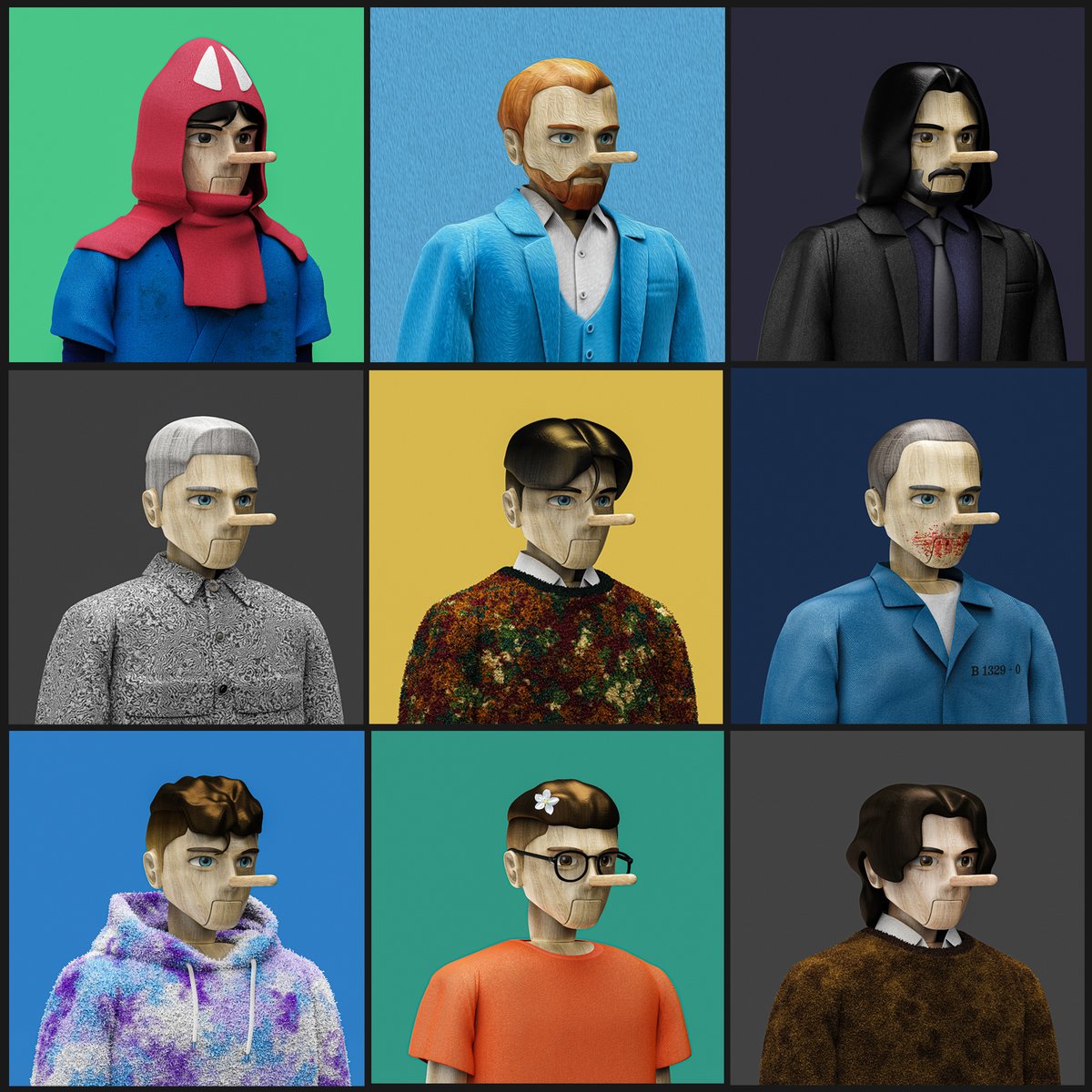 PinocchioVerse's tweet photo. PinocchioVerse⚡️

Pinocchio, who wants to be human, entered the metaverse. Check out Pinocchio's mimicking human styles!
FloorPrice_0.009ETH #Polygon
1/1 Handmade
https://t.co/tGYbJ8SrDc

#NFT #NFTCommunity #OpenSeaNFT #NFTcollections #PolygonNFT #NFTdrop #NFTProject https://t.co/bFedzHe3EL
