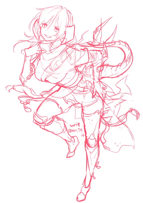 いいラフ描けたので楽しみに寝かして寝ますwip 