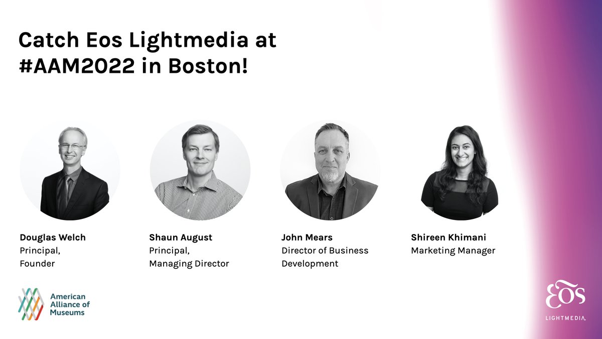 Eos Lightmedia will be in Boston from May 19-22 for the American Alliance of Museums Annual Meeting. See you there! #AAM2022