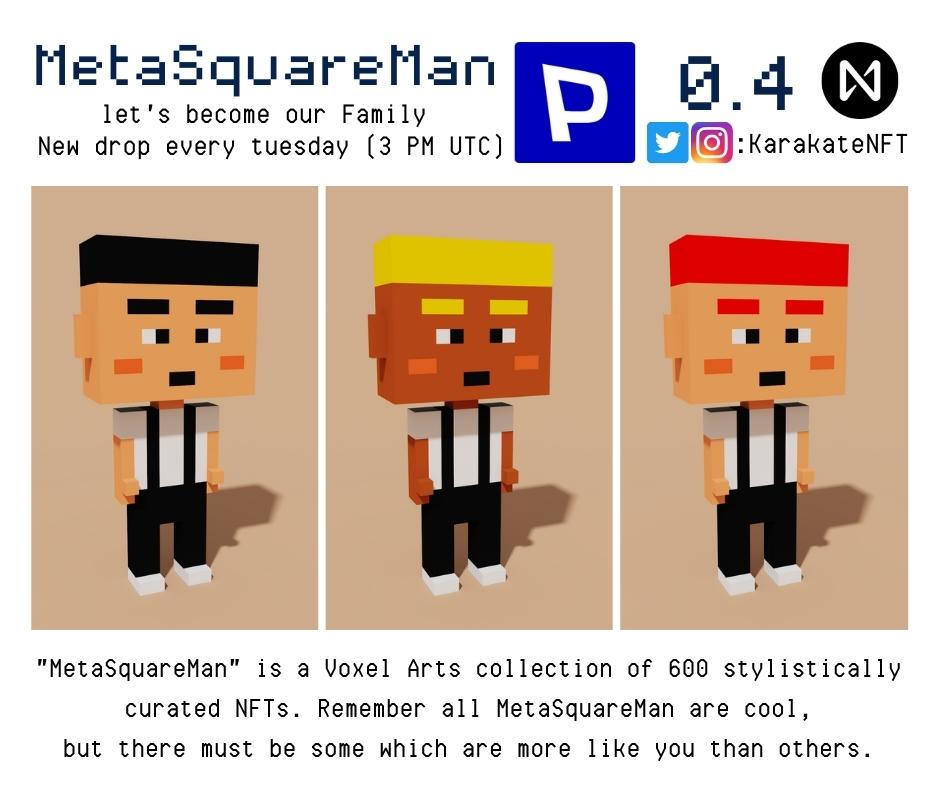 KARAKATEnft's tweet photo. MetaSquareMan New Drop!!! 
:
All MetaSquareMan are cool, but there must be some which are more like you than others
:
Start Price >> 0.4 Near
https://t.co/4l3KgMtyfH
:
#nftart #nftartist #nftdrop #nftcollectors #Pixelnft #paras #cryptoart #digitalart #tradingcards #NFTs #NFTDrop https://t.co/41PdXSSMqr