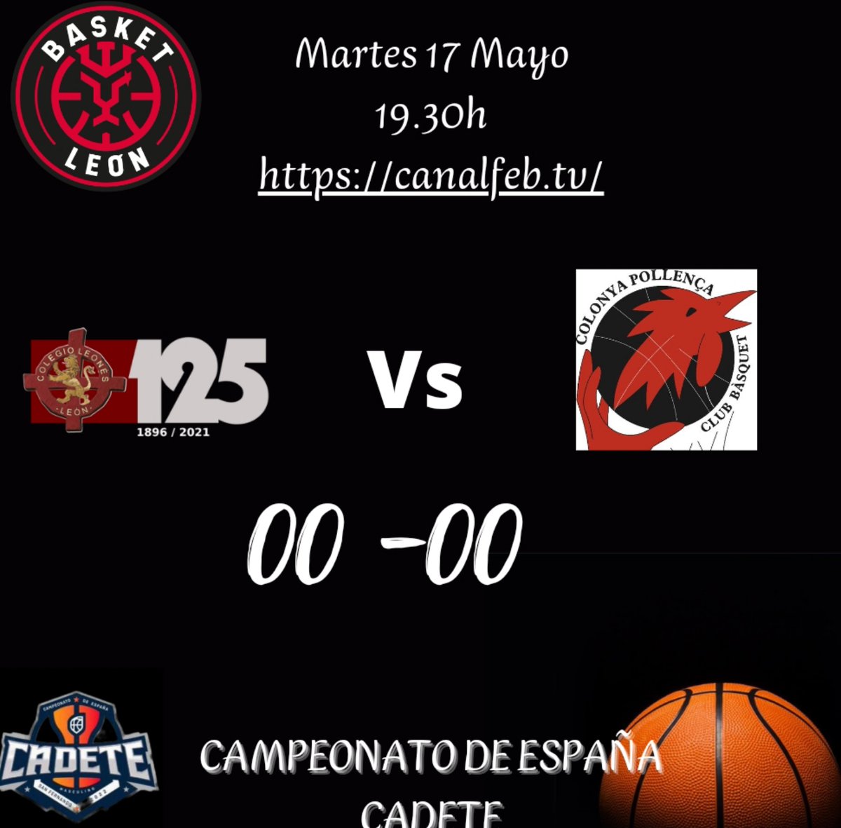 Tercer partido del Campeonato de España cadete. 
Empezamos en 1h💪💪