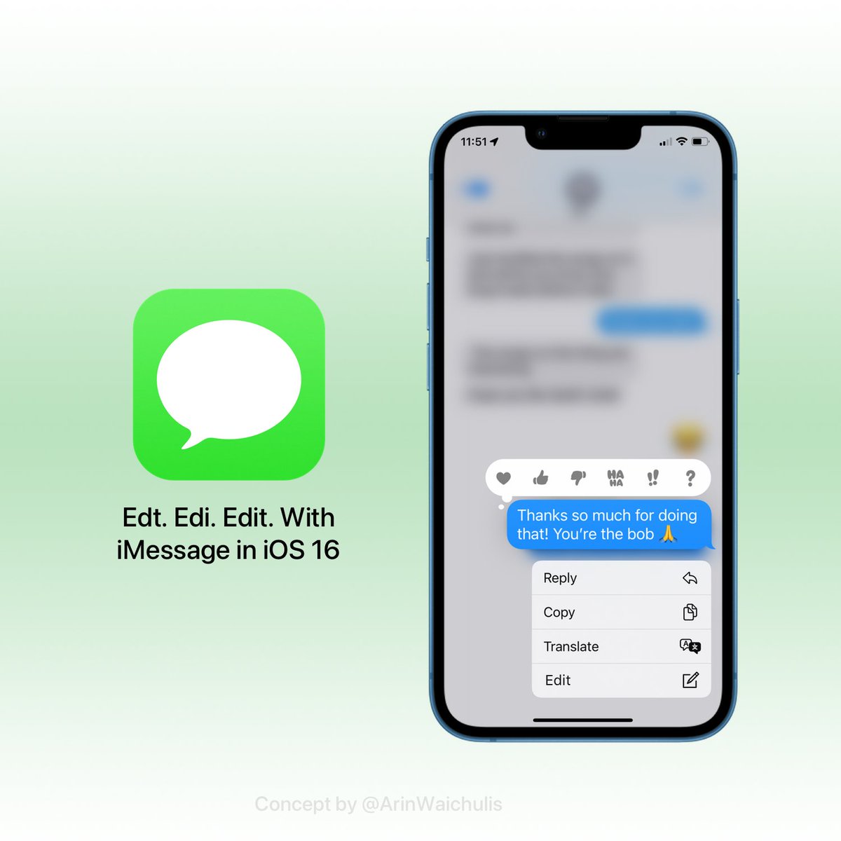 9to5mac's tweet photo. What iMessage feature do you wish to see in iOS 16?

Here's ours. https://t.co/g8FLTPfvuB
