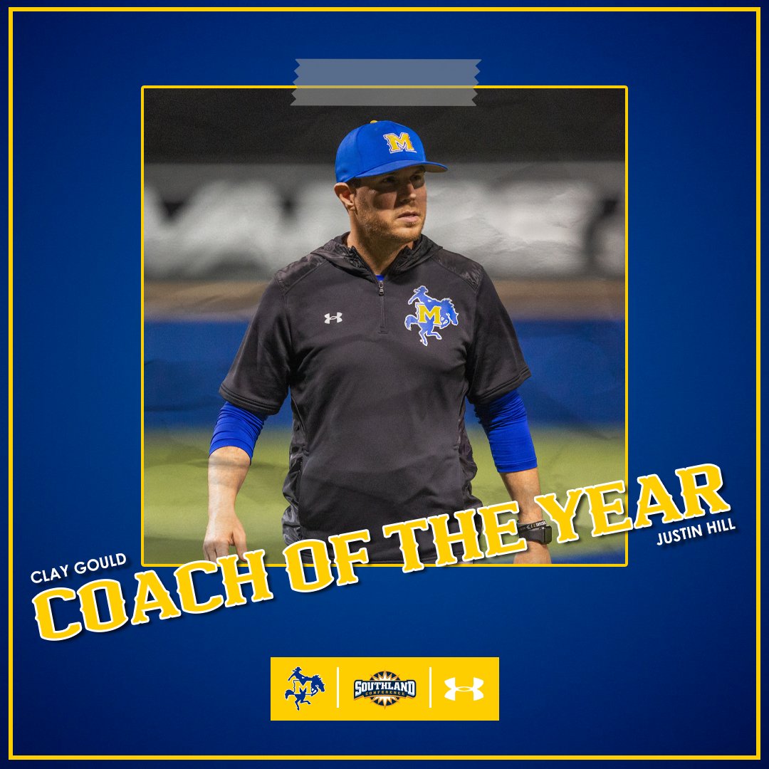 McNeeseBaseball's tweet photo. 𝙏𝙝𝙚 𝙈𝙖𝙣 𝙄𝙣 𝘾𝙝𝙖𝙧𝙜𝙚.

After leading McNeese to the fifth outright Southland Conference Championship in program history, the SLC 𝘾𝙤𝙖𝙘𝙝 𝙤𝙛 𝙩𝙝𝙚 𝙔𝙚𝙖𝙧 is Justin Hill‼️

Congrats,
@JustinHill👏 https://t.co/hLo67Istwu