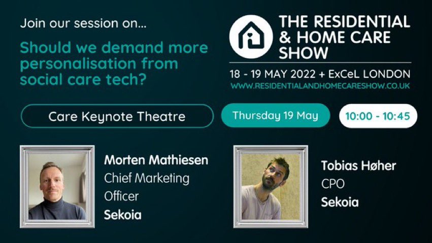 Morten Mathiesen (@sekoiauk) on Twitter photo Should we demand more #personalisation from social care tech? <a href="/tobiashoeher/">Tobias Høher</a> and I will swing by the @ResHomeCareShow on Thursday to give that question a shot. See you there 👊 Should we demand more #personalisation from social care tech? <a href="/tobiashoeher/">Tobias Høher</a> and I will swing by the @ResHomeCareShow on Thursday to give that question a shot. See you there 👊