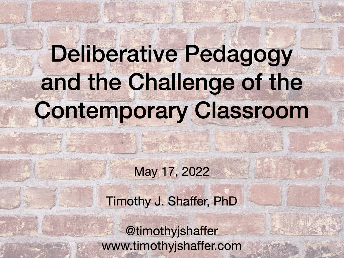 I'm in #OKC today speaking at <a href="/NAAE/">National Association of Agricultural Educators</a>'s national conference. I have the opportunity to speak about democracy and the role of deliberative pedagogy in the classroom. 

The challenges we face today in higher education--and society--are real. Educators need to respond accordingly.