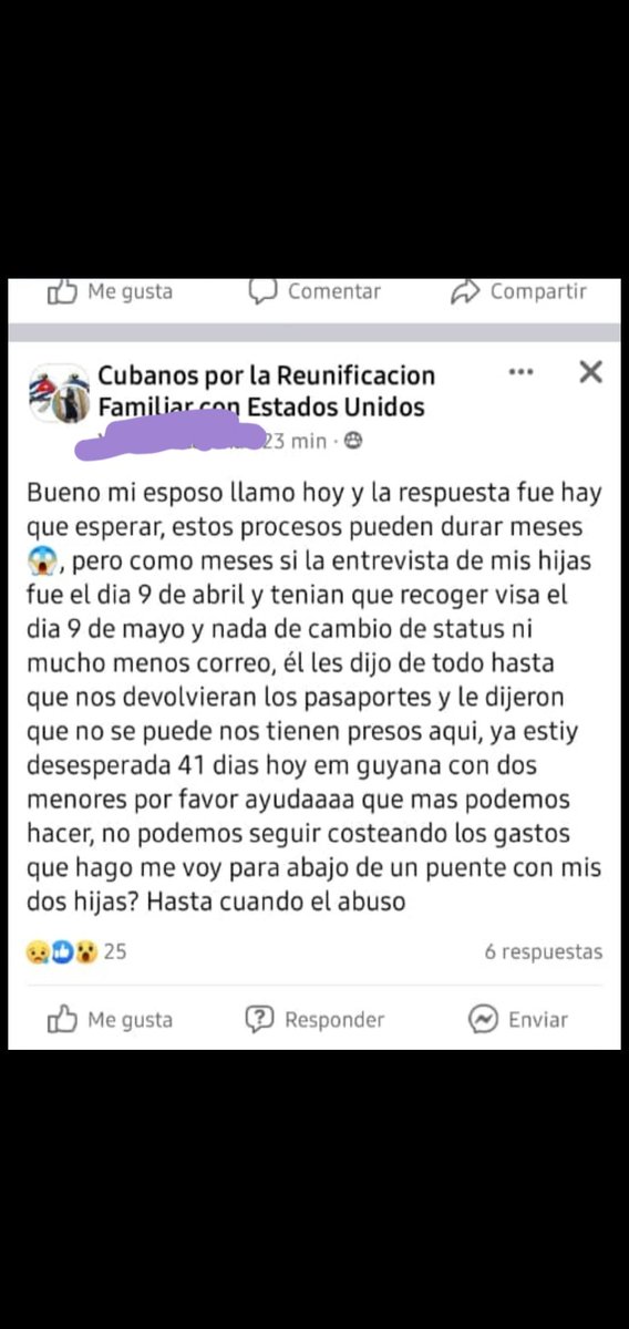 Mari89103's tweet photo. To this are subjected to Cuban families in Guyana. It is something abusive.
#ConsularServicesInCuba 
#NoMoreGuyana 
@USEmbCuba @StateDeptSpox @POTUS @EMendrala @SecMayorkas https://t.co/WmFMaRUjRv
