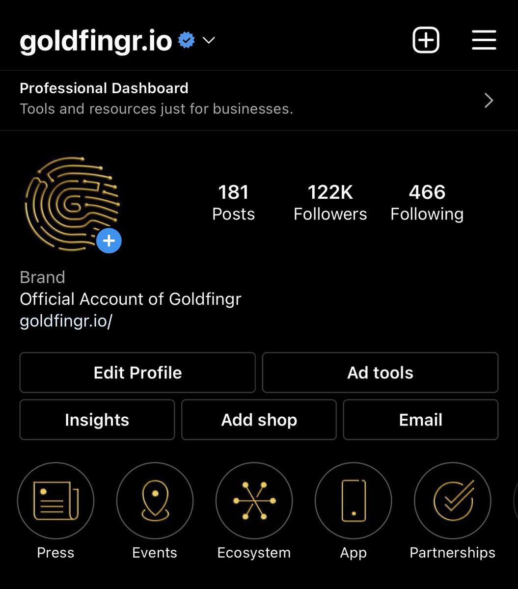 goldfingr's tweet photo. We are now verified on #Instagram and #Twitter 🤝 Big news for the #Goldfingr community. https://t.co/Jtm7JUpVu8