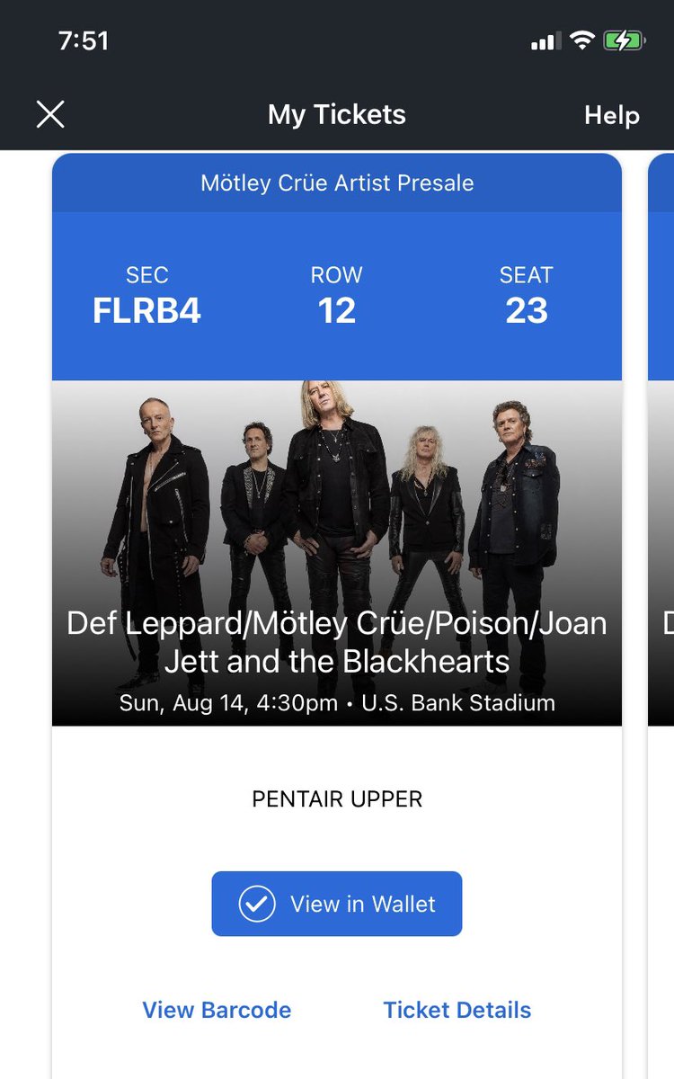 LupichAmy's tweet photo. The Crue, Def Leppard, Posion and Joan Jett FLOOR tix for sale! Usbank Stadium, Aug 14.  Can be purchased as a foursome or twosome.  Row 12. Seats 23-26.  $100 each. ON THE FLOOR! Steal of deal, boys and girls. HMU! @WilliamSpelts https://t.co/5YfgardwAa
