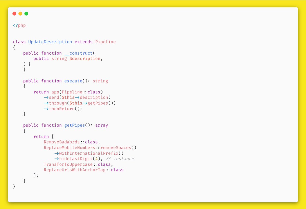 mukja_e's tweet image. Did you know that you can pass object instances on the Laravel pipelines and not only the class names. This is very handy if you have an action which can have multiple options. #laravel #laravel_tips @laravelnews @laravelphp