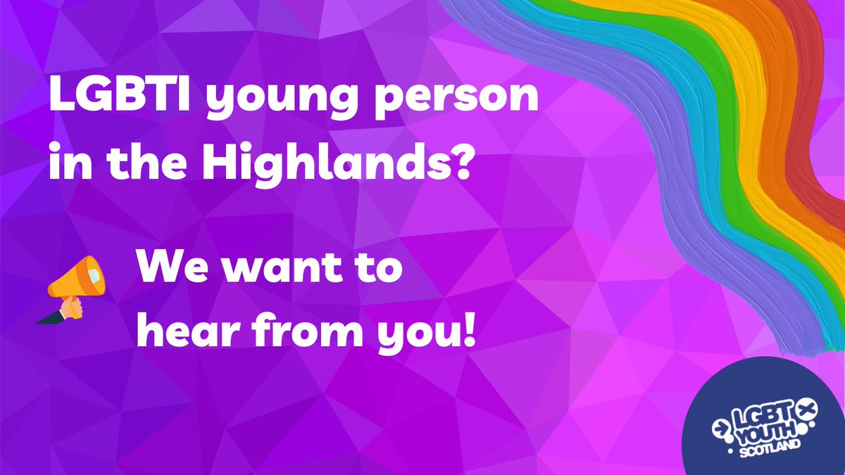 A survey by @LGBTYS found only 28% of LGBTI young people thought the Highlands was a good place to live as as an LGBTI person. @LGBTYS would like young people to complete the survey so they can improve their service in the Highlands. forms.office.com/r/Qbv5m9pCPK