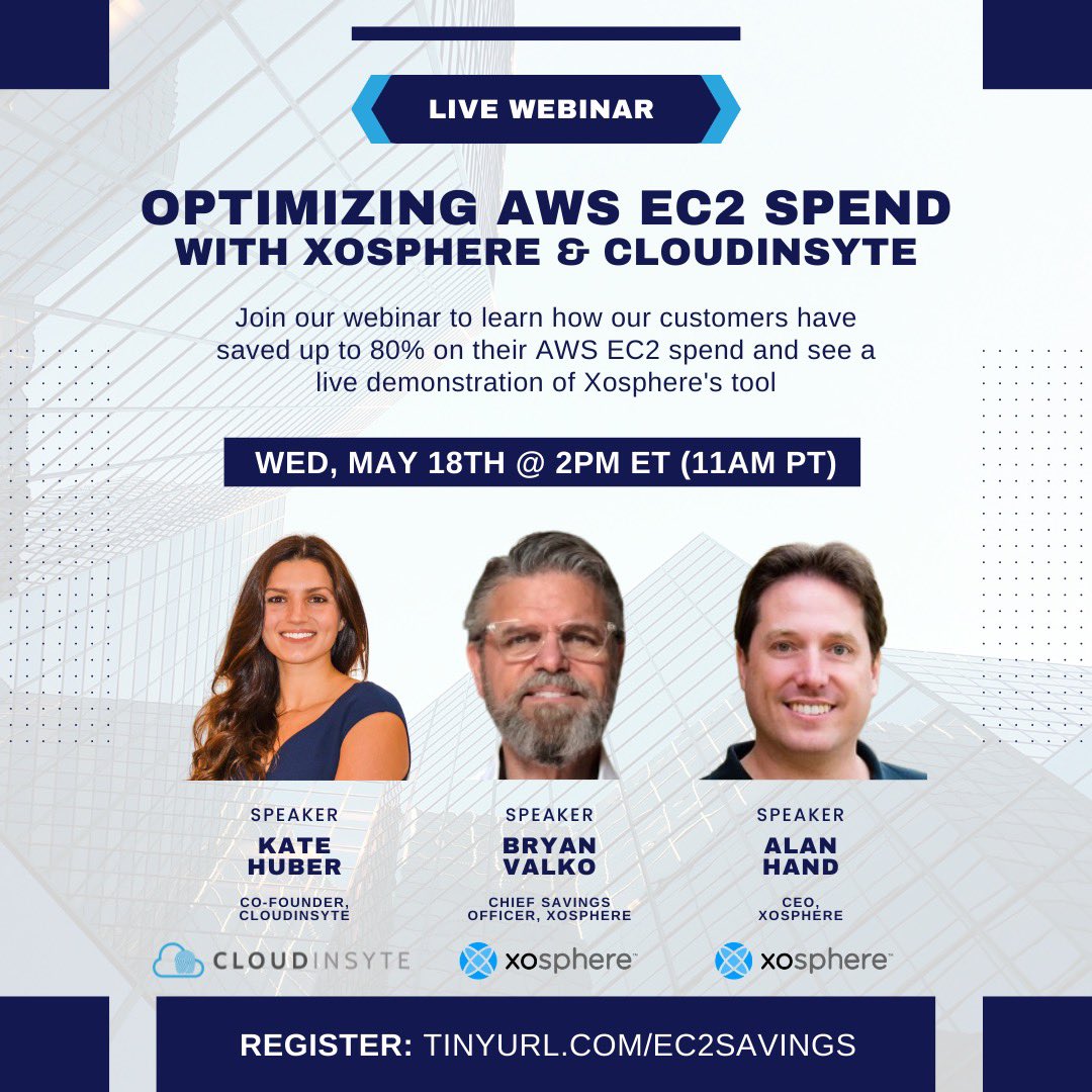 Tomorrow! We're ready as ever to share more about how <a href="/XosphereInc/">Xosphere</a> has been a favorite way to "set it and forget it" when it comes to easily reducing #AWS #EC2 spend. Register to join us 5/18 @ 2pm ET to learn how it works. tinyurl.com/ec2savings #cloudoptimization #savings