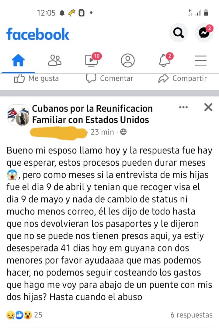 Myfamilyunited's tweet photo. @USEmbCuba Ampliando el apollo a las familias cubanas,evitarán más casos como este,ayer 10 casos más se suman a los 53 q estan en proceso administrativo en guyana, si n muchos años de sufrimiento, gracias por darles paz con esos cambios @POTUS https://t.co/tO29HTvk22