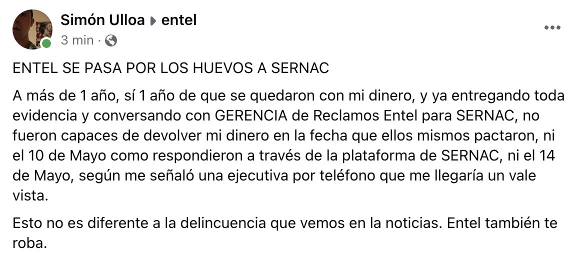 simonuv's tweet photo. @entel @entel_ayuda DEVUELVAN LA PLATA LUEGO LADRONES CHANTAS! https://t.co/4W0FYrMLTA