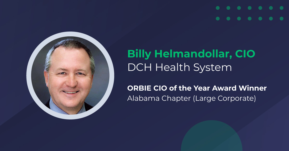MEDITECH's tweet photo. Congratulations to Billy Helmandollar, CIO, @dchsystem recognized by the Alabama Chapter as #ORBIE CIO of the Year (Large Corporate category) #AlabamaCIO https://t.co/FmUybQ6zDK #HealthIT #HealthLeaders https://t.co/HFgWHPZpjS