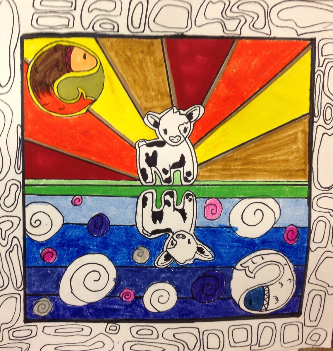 wtboearts's tweet photo. Madhubani Art comes to life in 7th Grade with Mrs. Lettire. @WarrenSchoolsNJ https://t.co/2TOycPlrMt