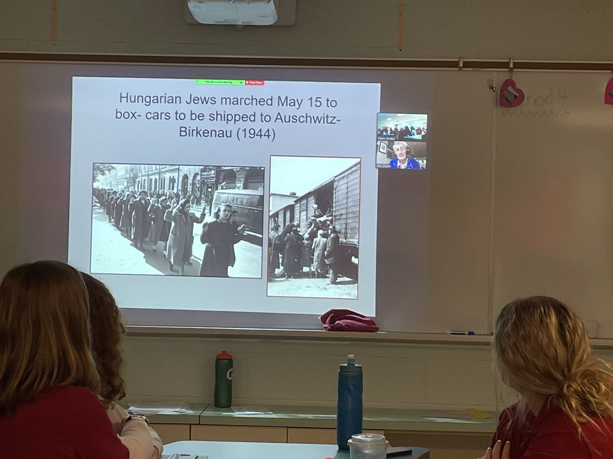 MsGodkin's tweet photo. @ResCSS #ILP students were witness to a powerful presentation by @Memory_Project Holocaust survivor Dr. Eva Olsson whose story challenges us to never give up hope, see the human side of others, and show unconditional acceptance of others- Life is not about I but WE @RossiClass https://t.co/TrqBoLbtxh