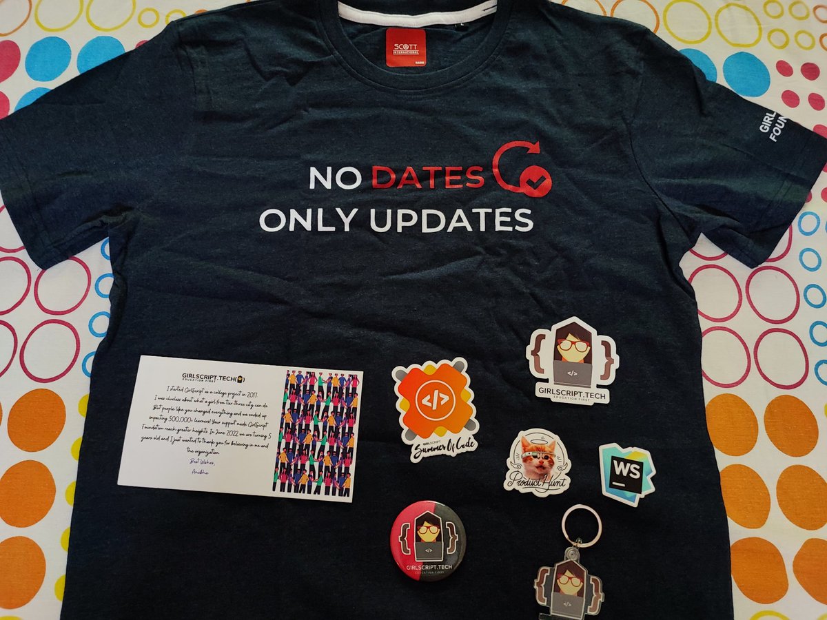 Pranav046's tweet photo. Thank you @girlscriptsoc for sending over these amazing swags! 😀🙌

#DEVCommunity #100daysofcodechallenge #softwaredevelopment https://t.co/uGDbrZBnuT