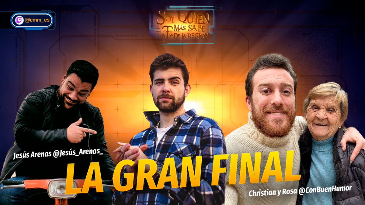 CMM_es's tweet image. 🕹️¡Vamos que nos vamos!

🙀Comienza la gran final de #QuiénMásSabe en Twitch. 

Vente a comentar el programa con @Adri_DMC, @Jesus_Arenas_ , Rosa y su nieto Christian (@christtianette), tiktokers de #ConBuenHumor. 

twitch.tv/search?term=cm…
