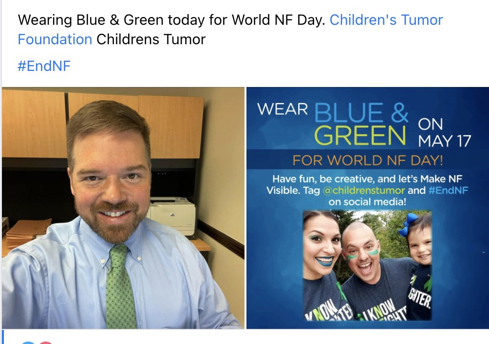 UAB's Assistant Vice President for Research Regulatory Oversight knows how important raising awareness for World #neurofibromatosis day is!  Thank you to <a href="/jemiller51/">Jonathan Miller</a> for helping to #ENDNF