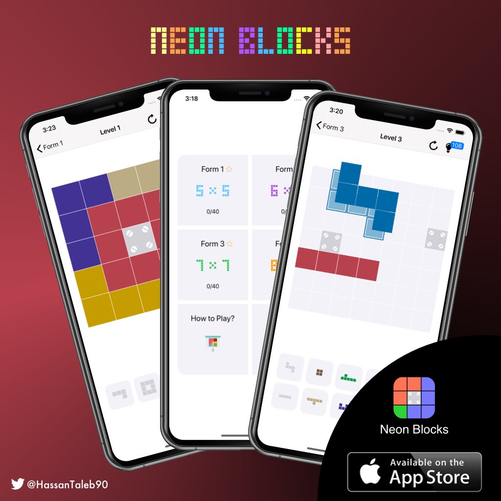 hassantaleb90's tweet photo. Train your brain everyday with this fun block puzzle game! Once you start, you will not stop playing. Just have a try, you will love it! 😍🔥
Link:
https://t.co/0kvCBWQurX

#NeonBlocks #Puzzle #Swift #iOSDev #iPhone #apple #appstore #SwiftUI #SwiftLang #100DaysOfCode https://t.co/bdH8mq9Ik2