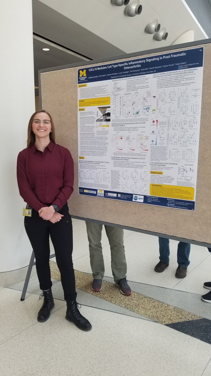 Yet another award for @UMPhysiology grad student @zlammlin! We are all so proud of the work she's doing to understand inflammatory mechanisms in OA. 2022 Michigan Integrative Musculoskeletal Health Core Center meeting.
